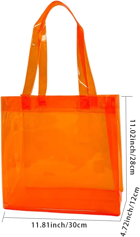 ONEART 2 Pcs 11L Beach Tote Bag 12x5x11 Clear Bag for Pool Party Shopping Bag Travel Sports Events Soild Colour Tote Bag