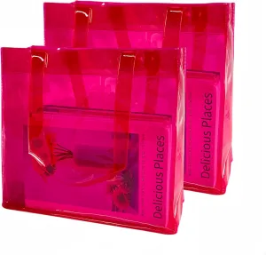 ONEART 2 Pcs 11L Beach Tote Bag 12x5x11 Clear Bag for Pool Party Shopping Bag Travel Sports Events Soild Colour Tote Bag