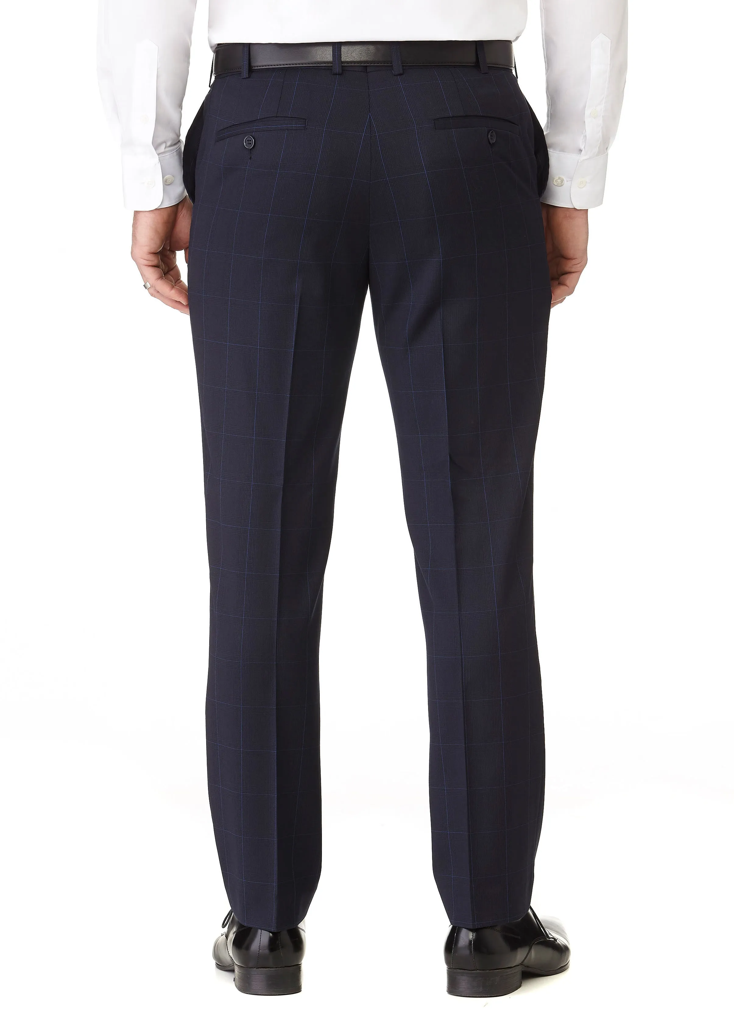 OTWAY CONTEMPORARY FIT TROUSER - NAVY WINDOWPANE