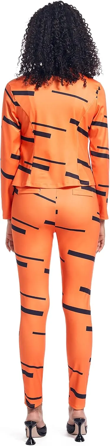 PAODIKUAI Women's 2 Piece Outfits Long Sleeve Stripe Jacket Top and Pants Suit Set