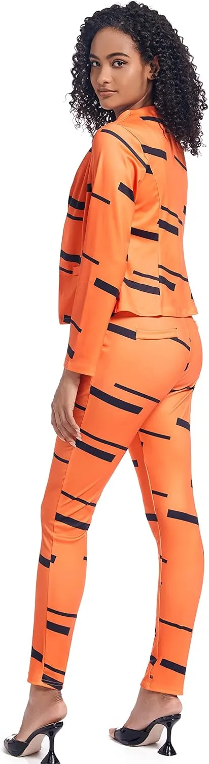 PAODIKUAI Women's 2 Piece Outfits Long Sleeve Stripe Jacket Top and Pants Suit Set
