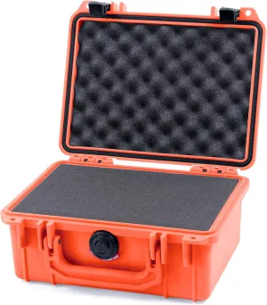 Pelican 1150 Case, Orange with Black Latches, Pick & Pluck Foam with Convolute Lid Foam