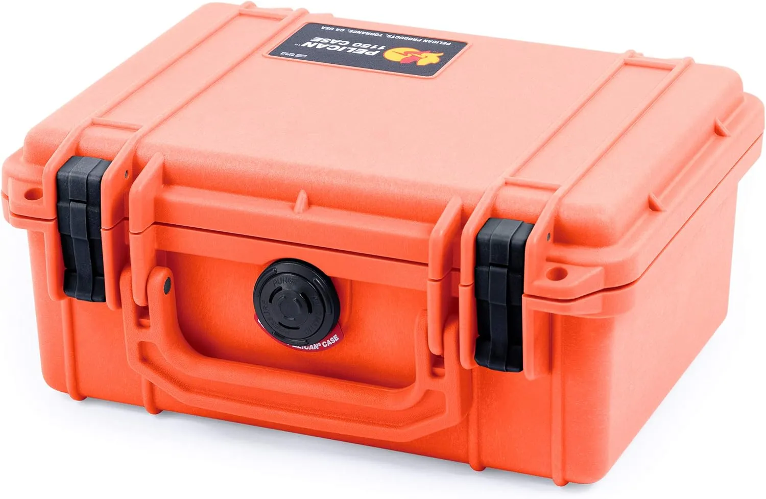 Pelican 1150 Case, Orange with Black Latches, Pick & Pluck Foam with Convolute Lid Foam