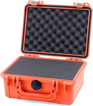 Pelican 1150 Case, Orange with Desert Tan Latches, Pick & Pluck Foam with Convolute Lid Foam