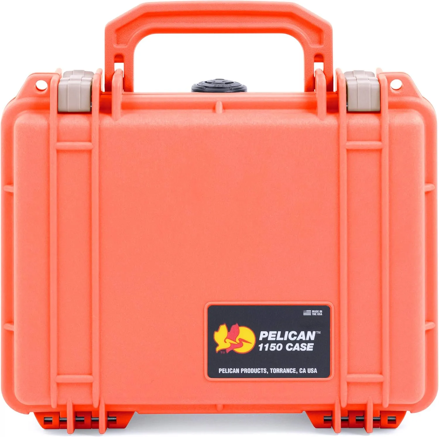 Pelican 1150 Case, Orange with Desert Tan Latches, Pick & Pluck Foam with Convolute Lid Foam