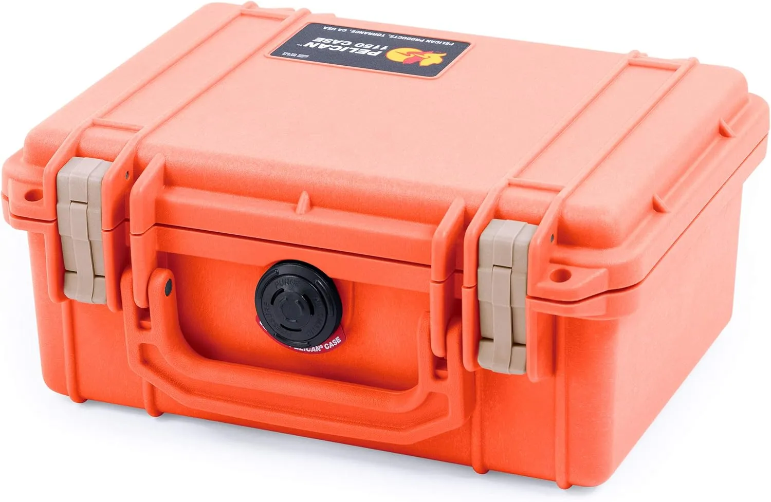 Pelican 1150 Case, Orange with Desert Tan Latches, Pick & Pluck Foam with Convolute Lid Foam