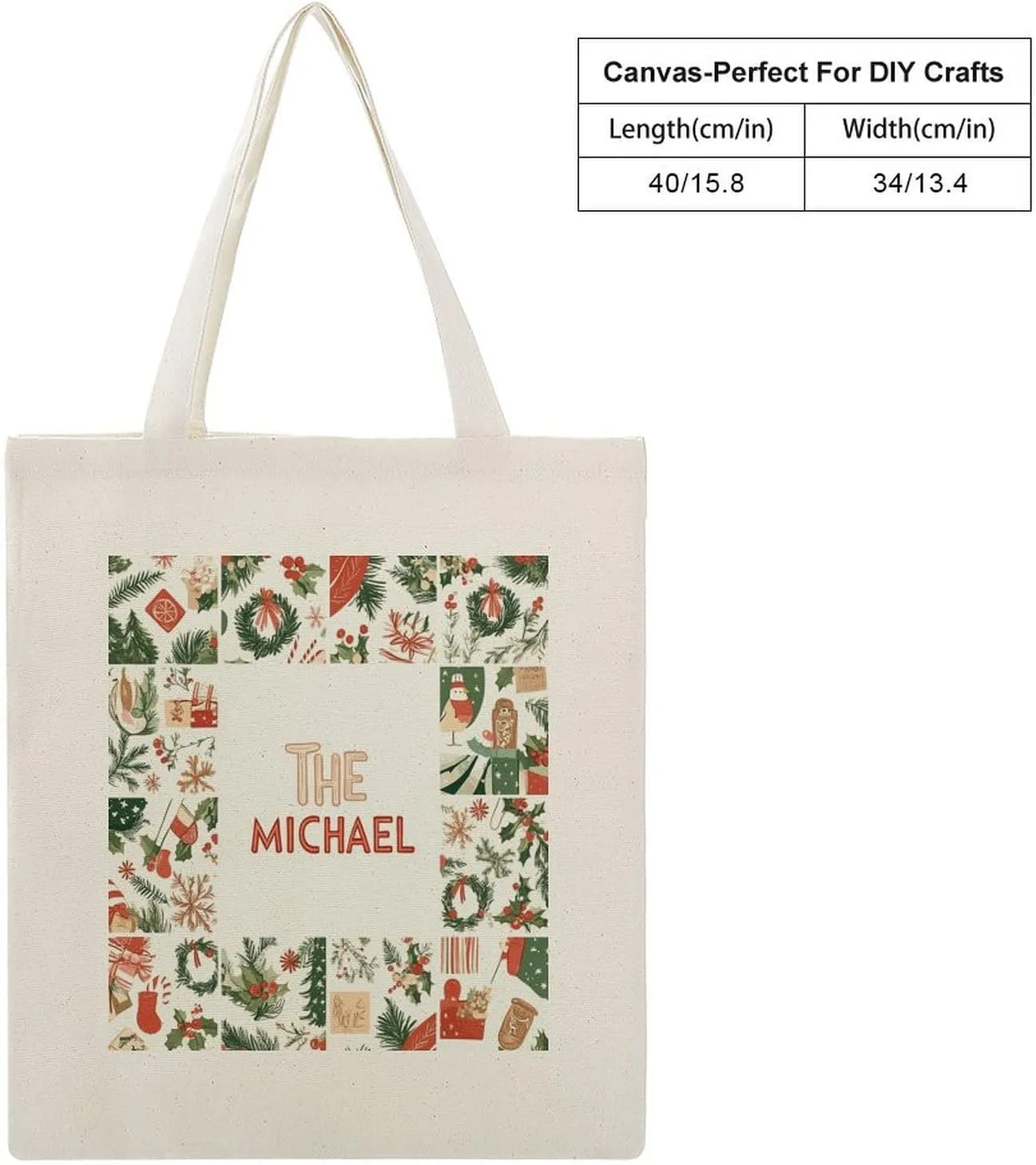 Personalized Name Christmas Movie Watching The Tote Bag Tree Truck Red Travel Beach Bag for Shopping, Gym