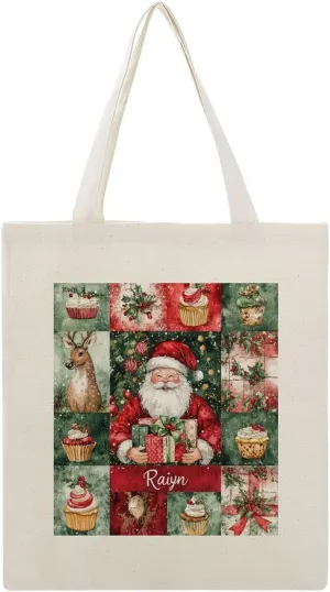 Personalized Name Christmas Movie Watching The Tote Bag Tree Truck Red Travel Beach Bag for Shopping, Gym