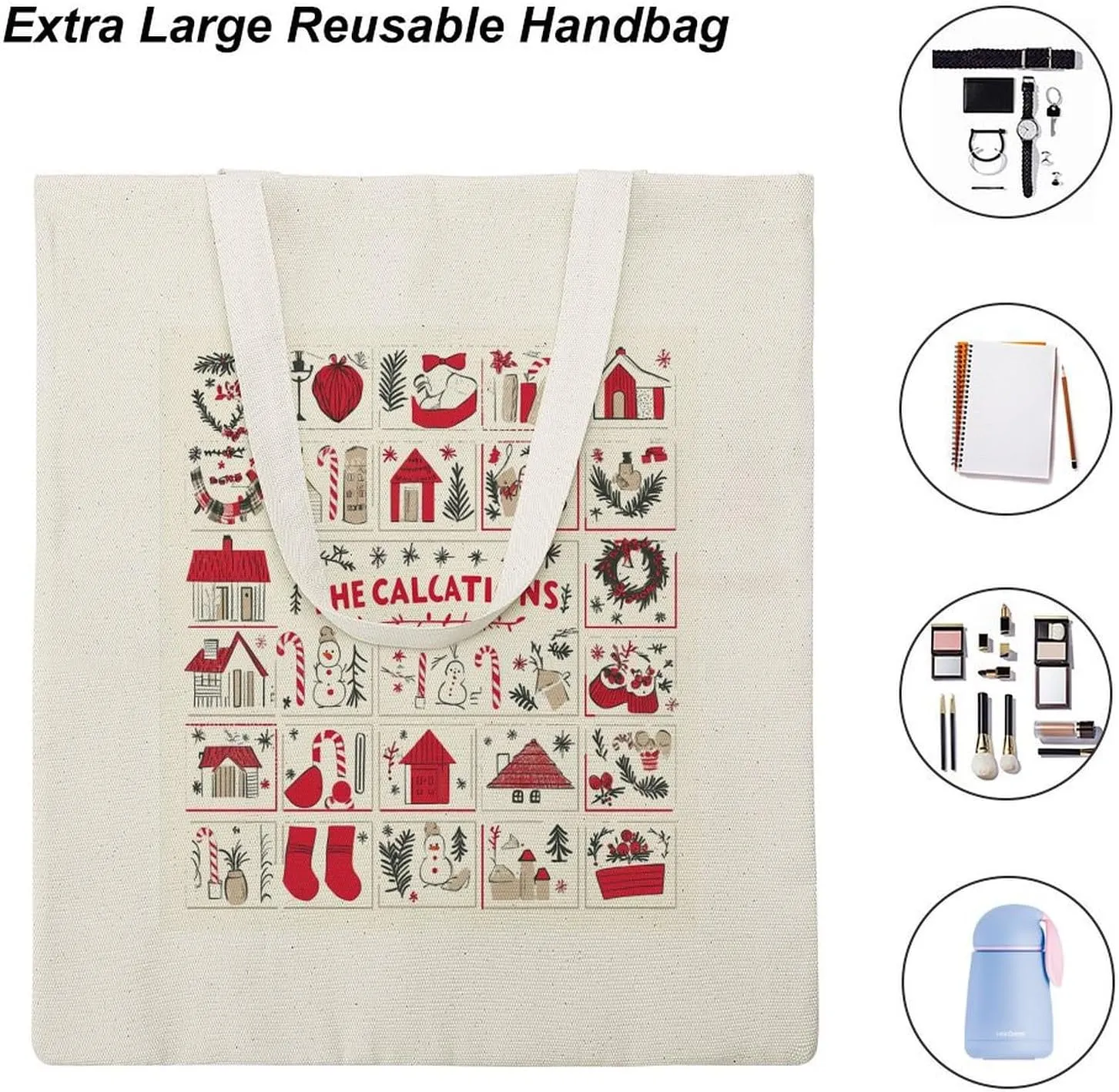 Personalized Name Christmas Movie Watching The Tote Bag Tree Truck Red Travel Beach Bag for Shopping, Gym