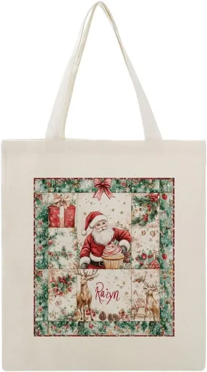 Personalized Name Christmas Movie Watching The Tote Bag Tree Truck Red Travel Beach Bag for Shopping, Gym