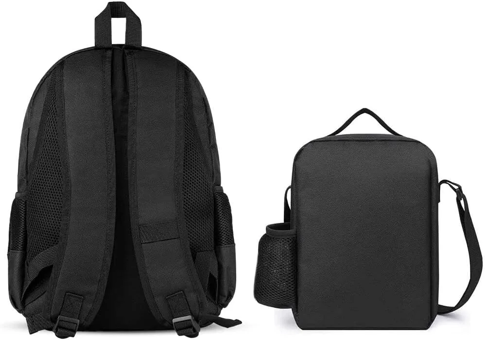 Portable Backpack Set with Lunch Bag & Pencil Case, Bowling Ball And Ball Bottle Prints Print 3-in-1 Durable Work Bag,Adjustable Straps,Lightweight & Spacious