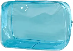 Pouch Small, Makeup Bag, 7"x2.3"x4.7" Size TSA Approved Toiletry Bag, Clear Travel Bags for Toiletries, Clear Cosmetic Bag for Women and Men Small (blue)