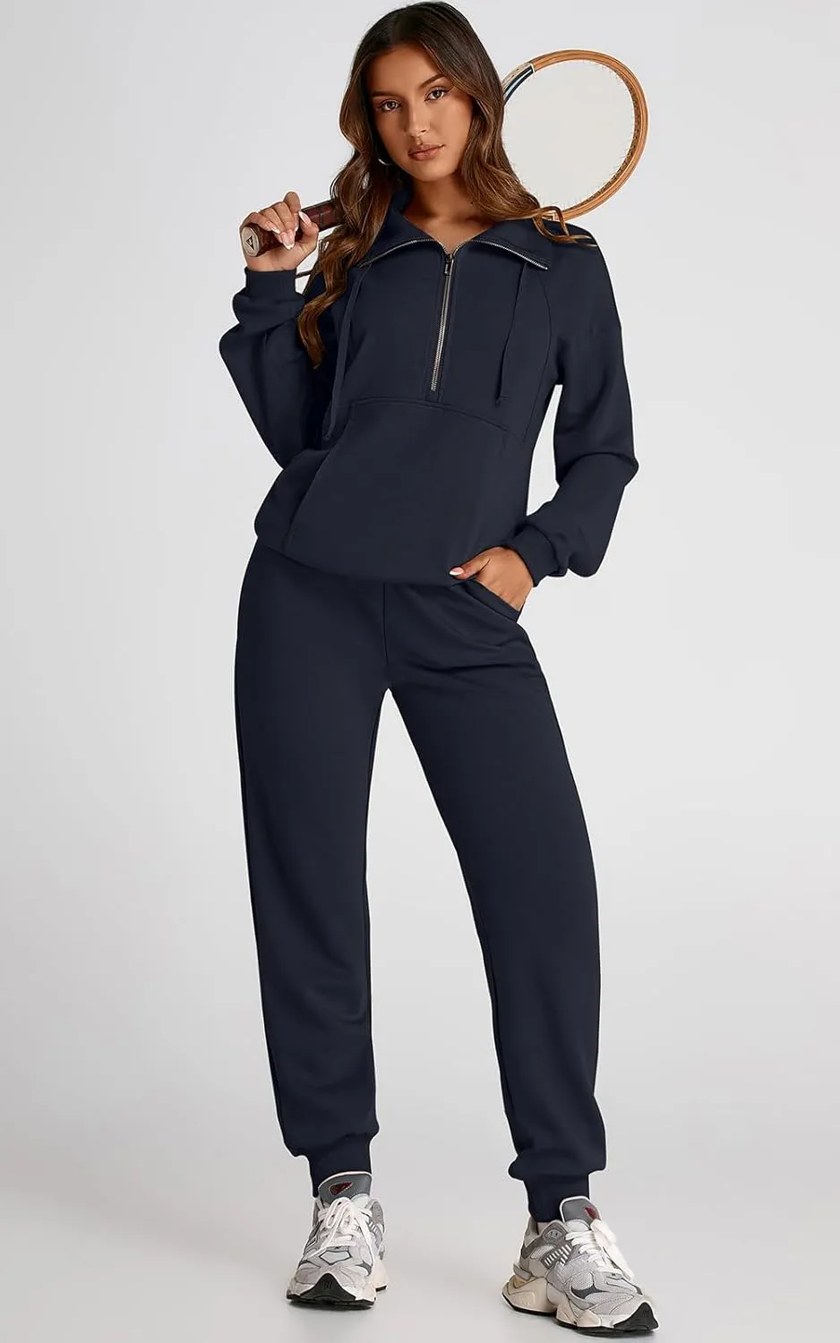 PRETTYGARDEN Long Sleeve Half Zip Sweatsuits Women 2 Piece Outfit Spring Casual Sweatshirt Sweatpants Lounge Set Tracksuit