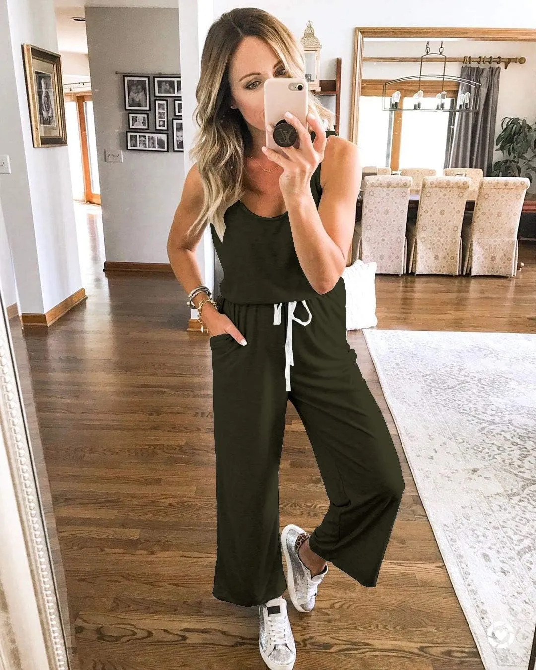 PRETTYGARDEN One Piece Jumpsuits for Women 2025 Summer Casual Drawstring Sleeveless Tank Romper Beach Vacation Outfits