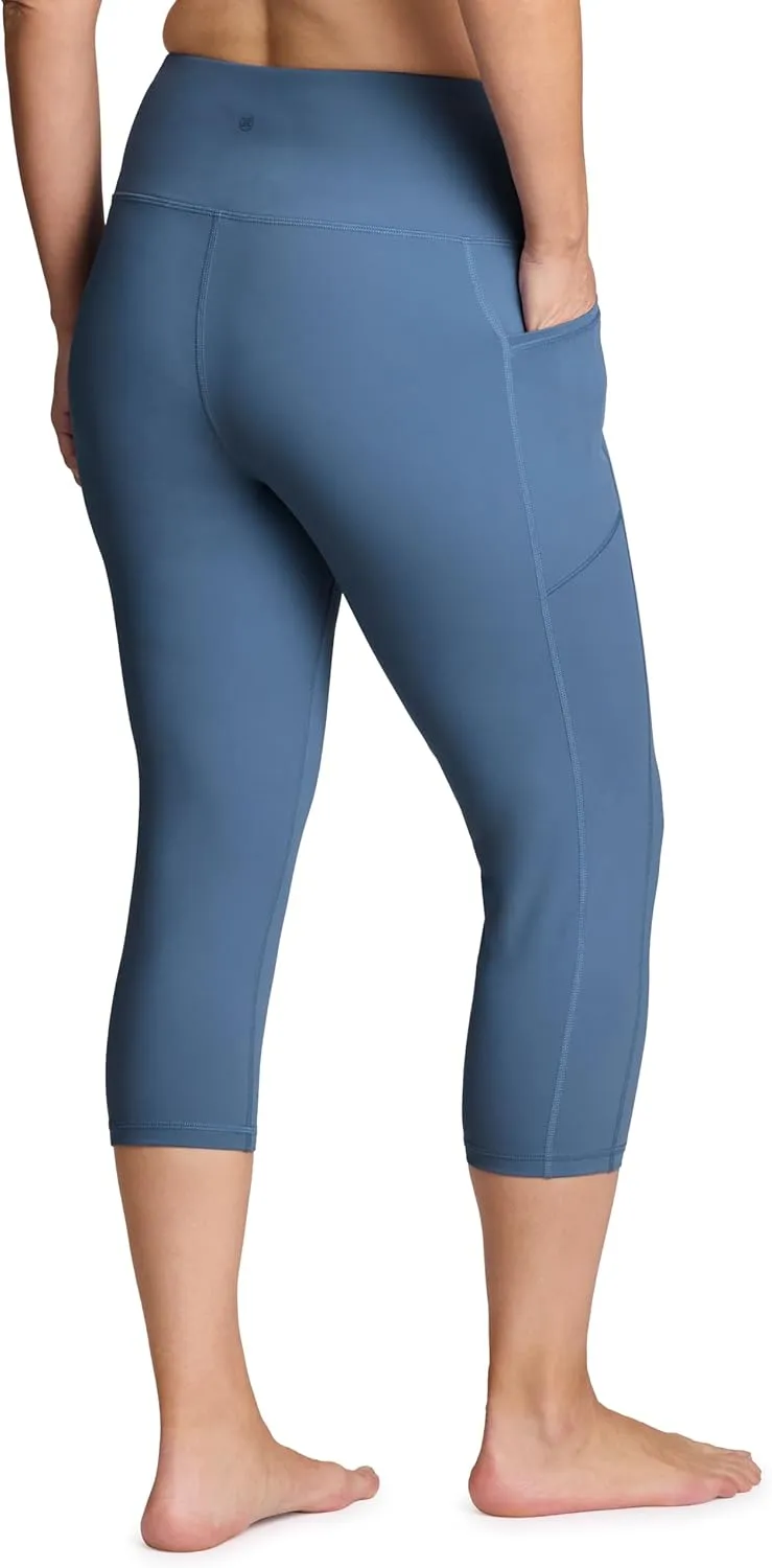 RBX Activewear Plus Size Legging for Women in Capri Length High Waist Squat Proof Running Yoga Pants with Pockets