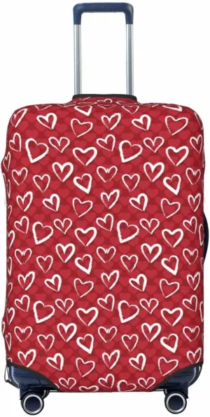 Red Hearts Travel Luggage Covers Elastic Suitcase Protector Washable Baggage Covers