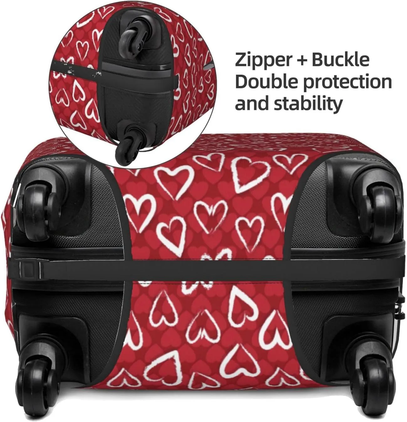 Red Hearts Travel Luggage Covers Elastic Suitcase Protector Washable Baggage Covers