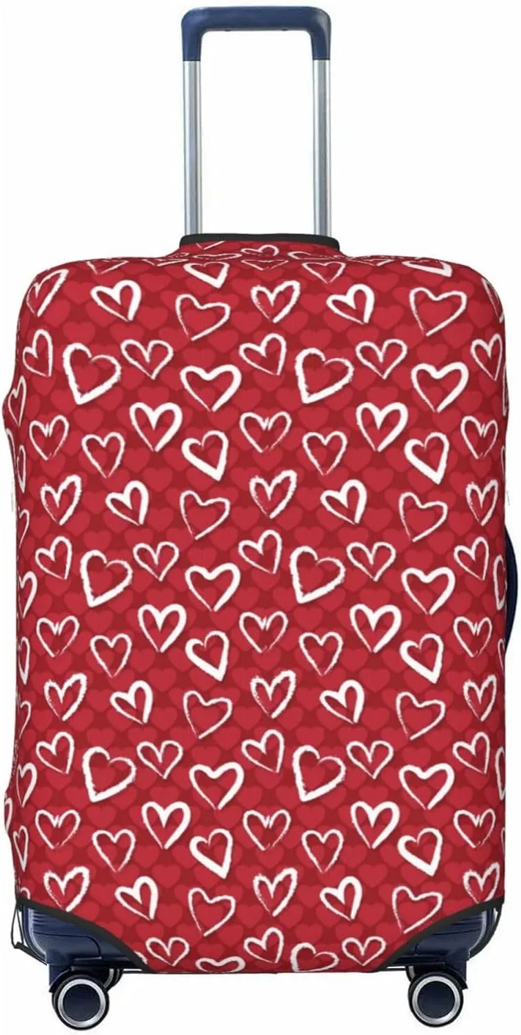 Red Hearts Travel Luggage Covers Elastic Suitcase Protector Washable Baggage Covers