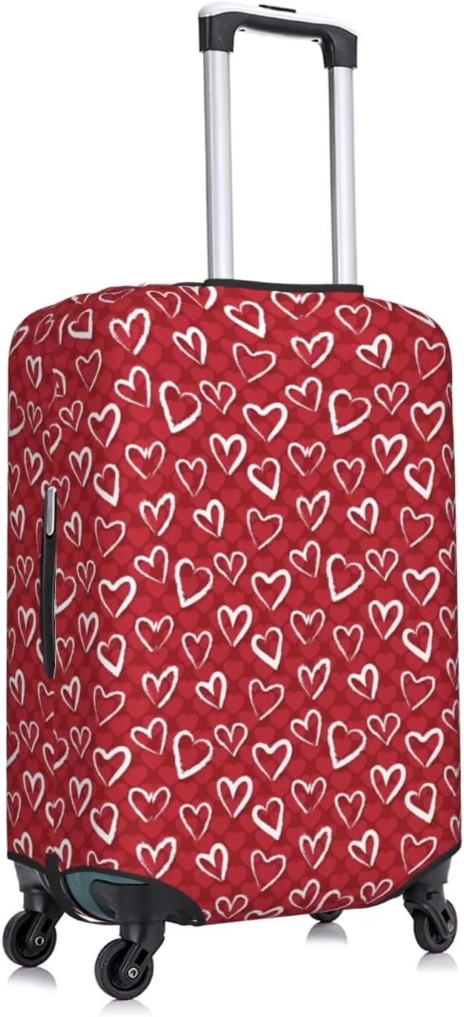 Red Hearts Travel Luggage Covers Elastic Suitcase Protector Washable Baggage Covers
