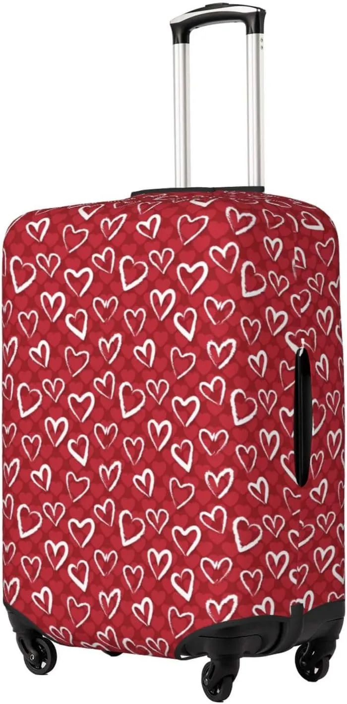 Red Hearts Travel Luggage Covers Elastic Suitcase Protector Washable Baggage Covers