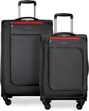 Ricardo Beverly Hills Aspen Springs 2-PC Luggage Set  Lightweight Softside Suitcase Set of 2 with 20 Carry-On & 24 Medium Check-In Spinner, Black