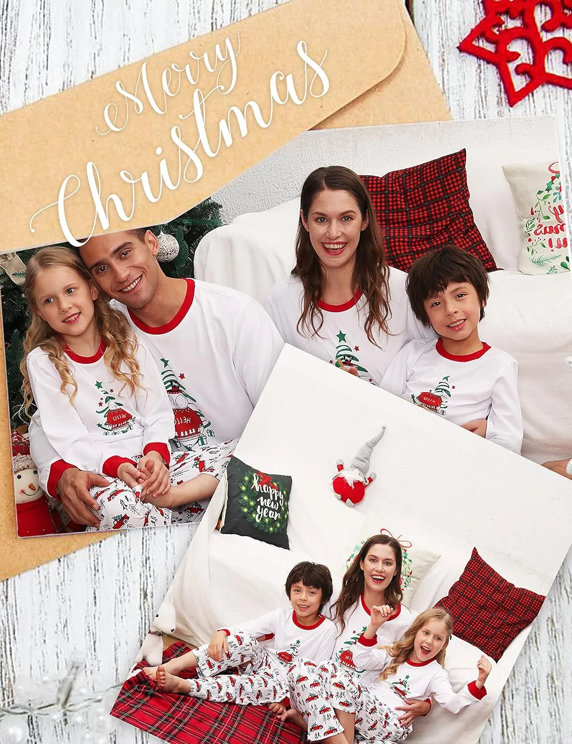 SANQIANG Christmas Matching Family Pajama Sets Long Sleeve Couple Loungewear Holiday Sleepwear for Men & Women