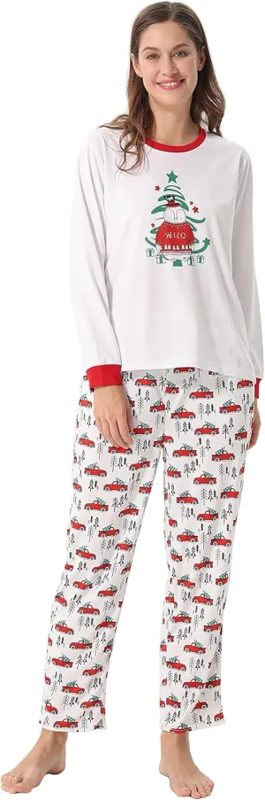 SANQIANG Christmas Matching Family Pajama Sets Long Sleeve Couple Loungewear Holiday Sleepwear for Men & Women