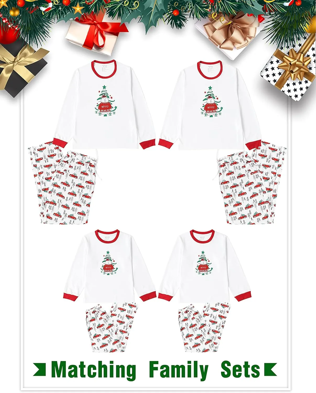SANQIANG Christmas Matching Family Pajama Sets Long Sleeve Couple Loungewear Holiday Sleepwear for Men & Women