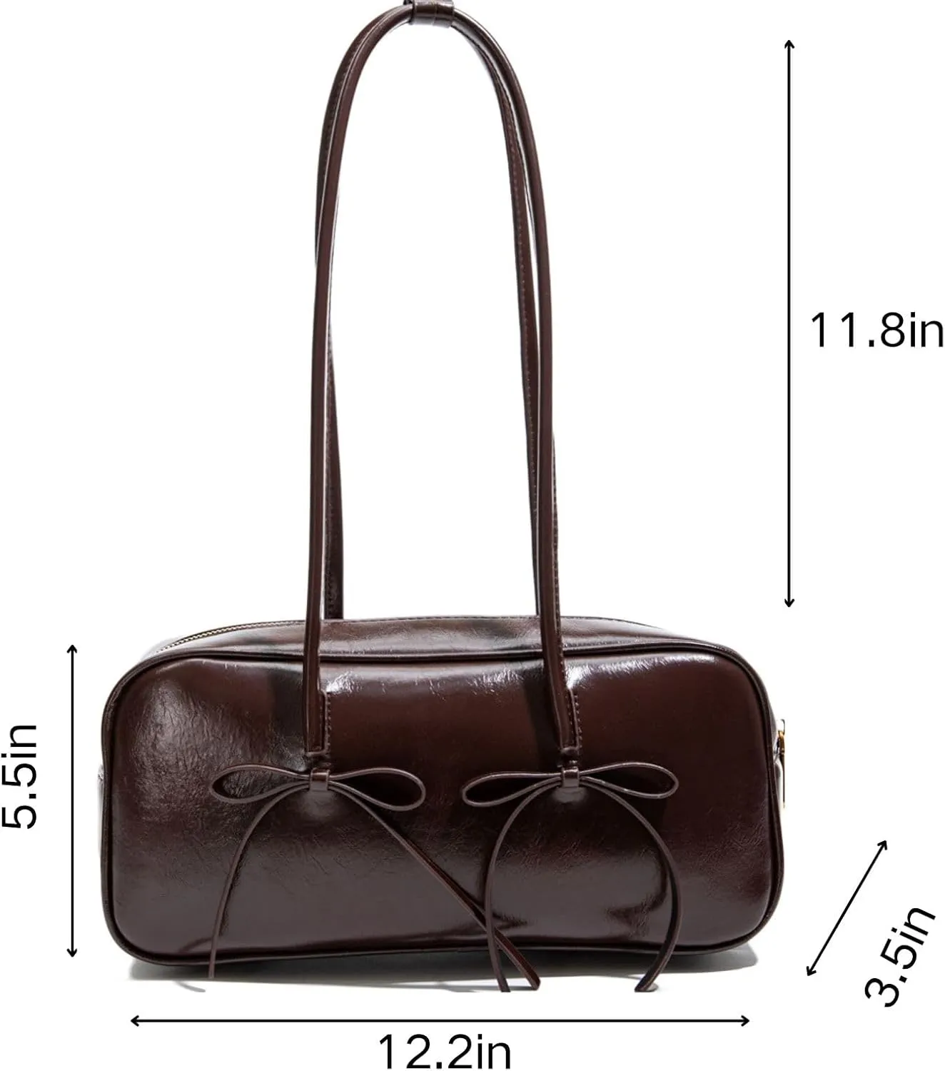 Shoulder Bag for Women with Bow Tie, Retro Swing Zip Shoulder Handbag - Top Handle Hobo Purse for Work/Travel/Shop