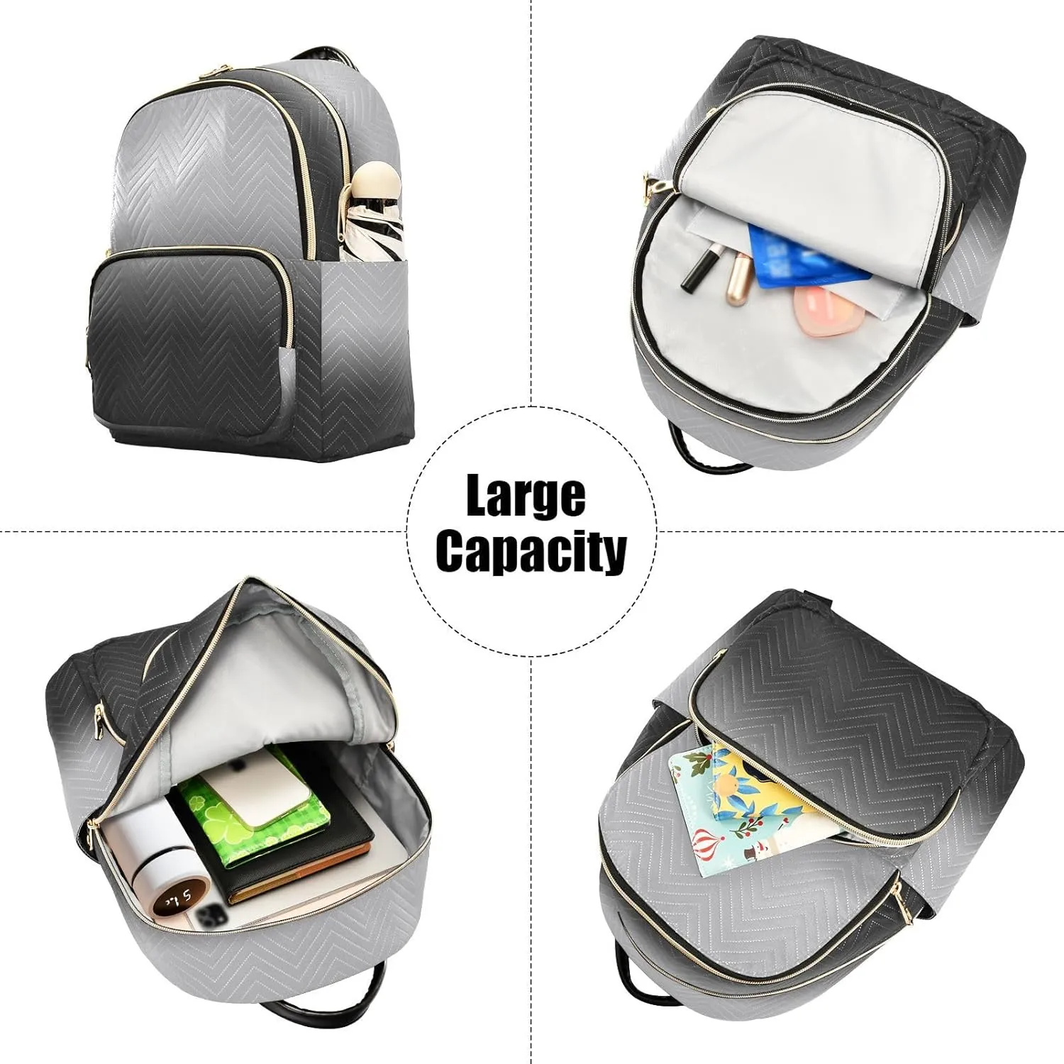 Sinestour Black White Gradient Backpack Purse Lightweight Shoulder Bag Fashion Travel Backpack Handbags for Teenage Women Work Ladies