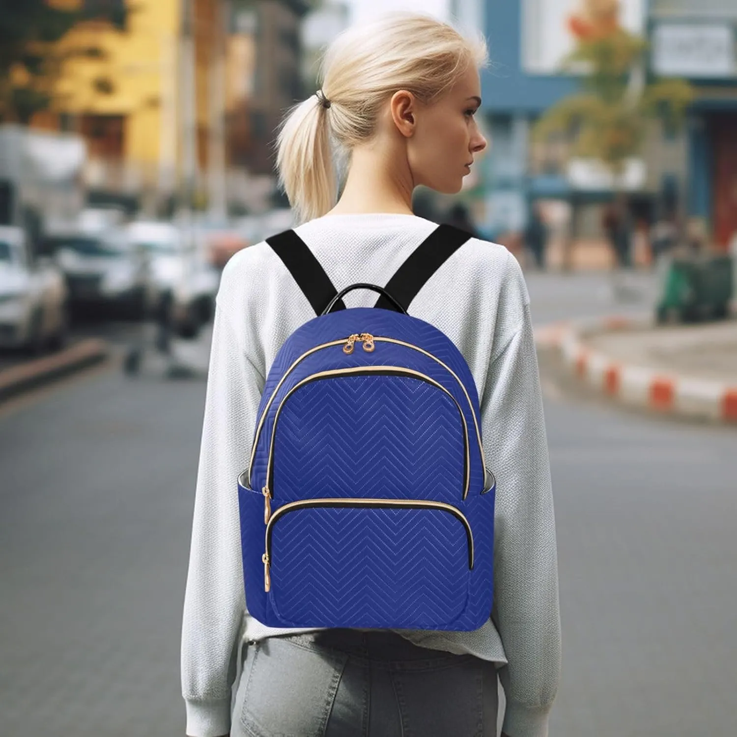 Sinestour Royal Blue Backpack Purse Lightweight Shoulder Bag Fashion Travel Backpack Handbags for Women Work Teenage Ladies