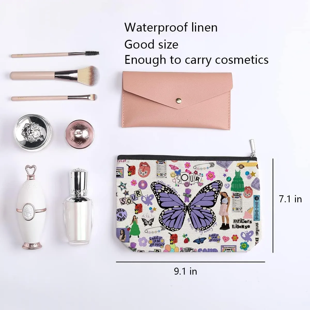 Singer fans Gifts Set with Makeup Bag Durable Cosmetic Bag, Musical Lyrics Fans Gift Makeup Zipper Pouch Bag For Women (3packs)