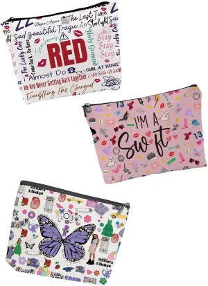 Singer fans Gifts Set with Makeup Bag Durable Cosmetic Bag, Musical Lyrics Fans Gift Makeup Zipper Pouch Bag For Women (3packs)