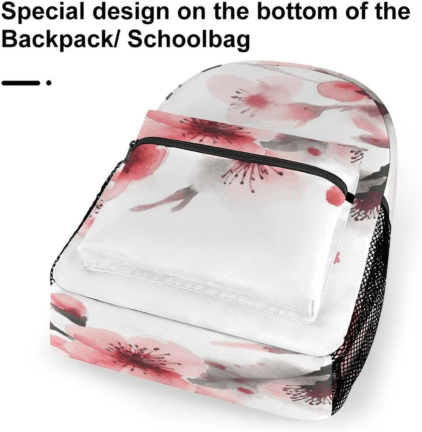 Small Backpacks Personalized Asian Watercolor Cherry Florals Printing Travel Bag Lightweight Travel Backpack For Women Men