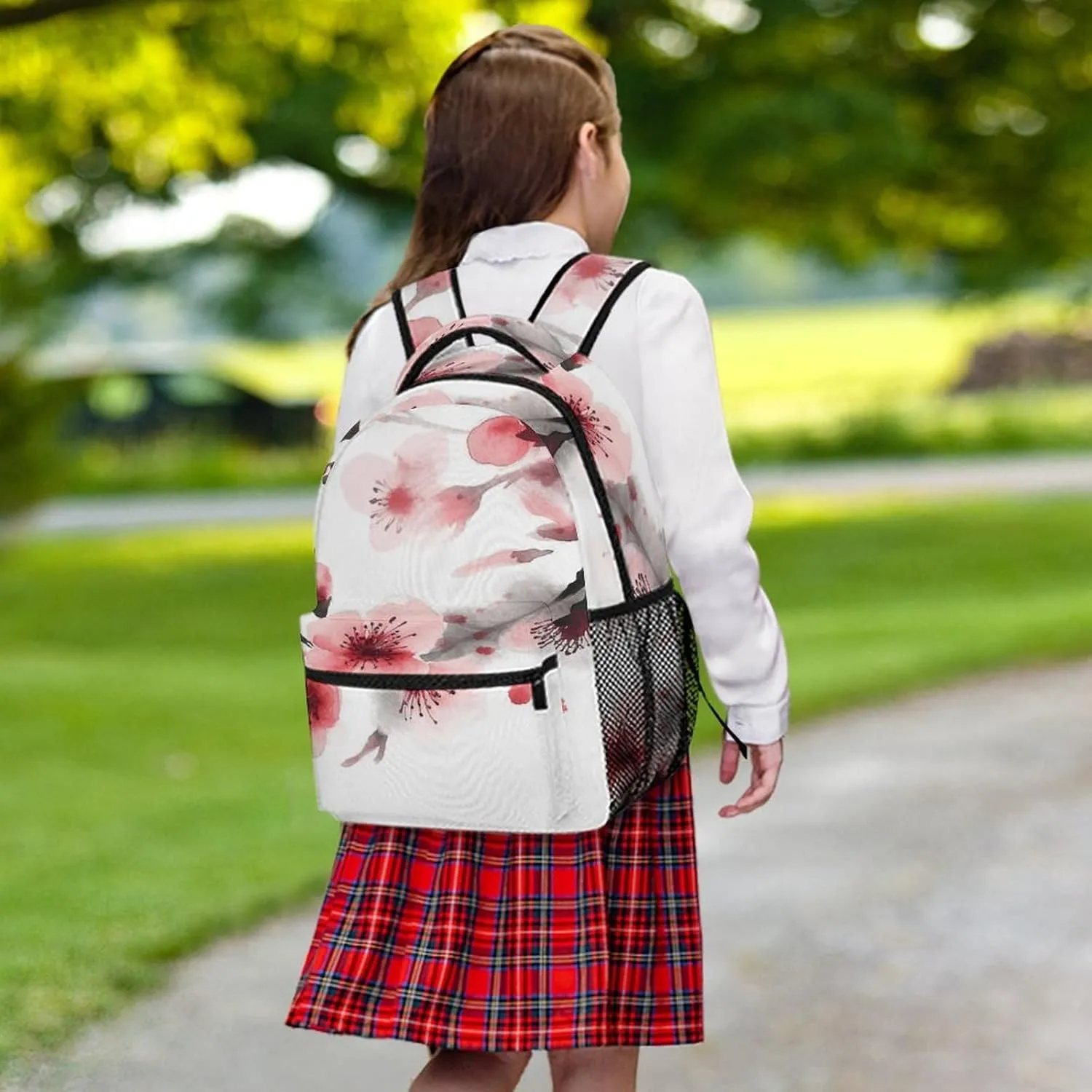 Small Backpacks Personalized Asian Watercolor Cherry Florals Printing Travel Bag Lightweight Travel Backpack For Women Men