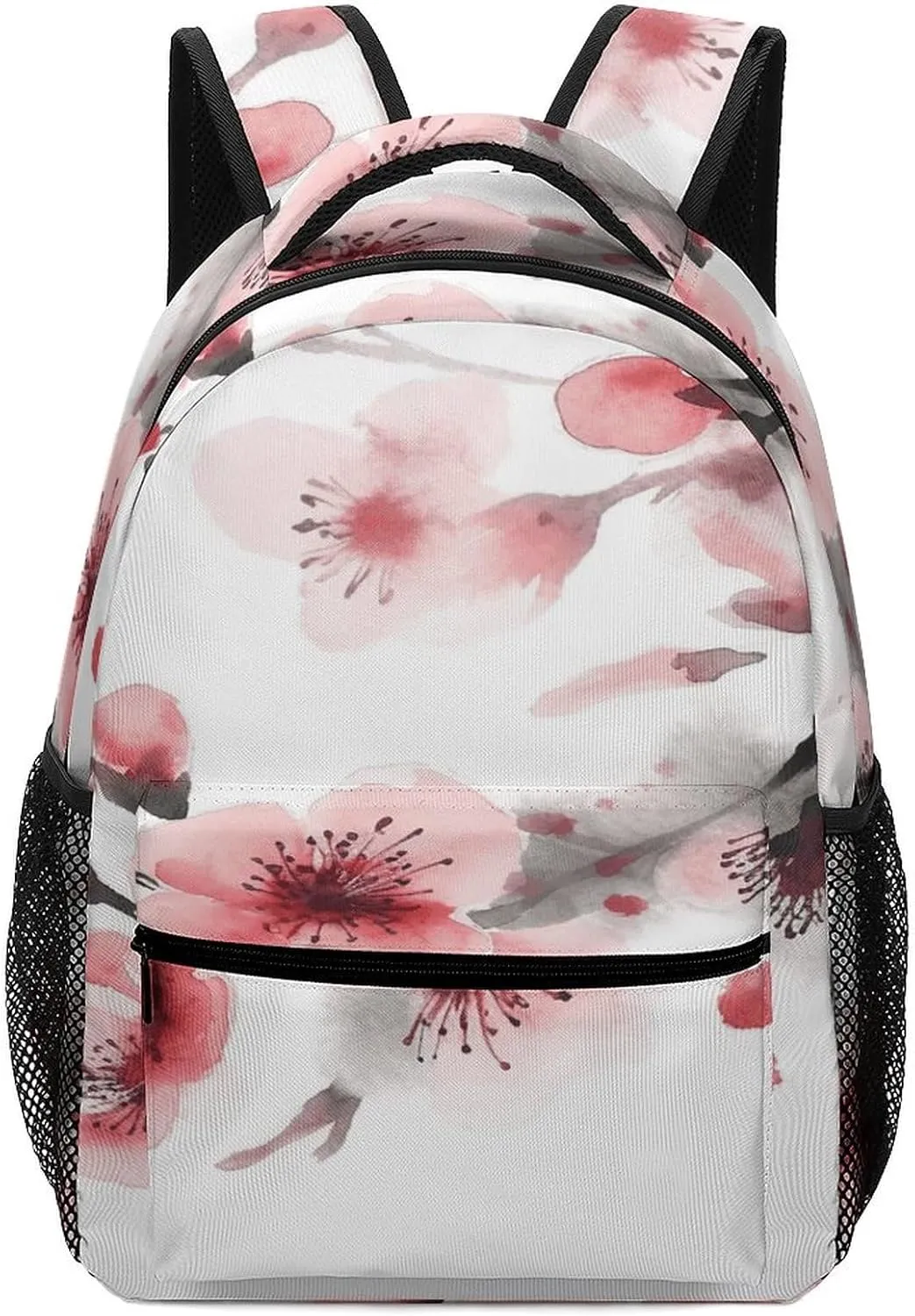 Small Backpacks Personalized Asian Watercolor Cherry Florals Printing Travel Bag Lightweight Travel Backpack For Women Men