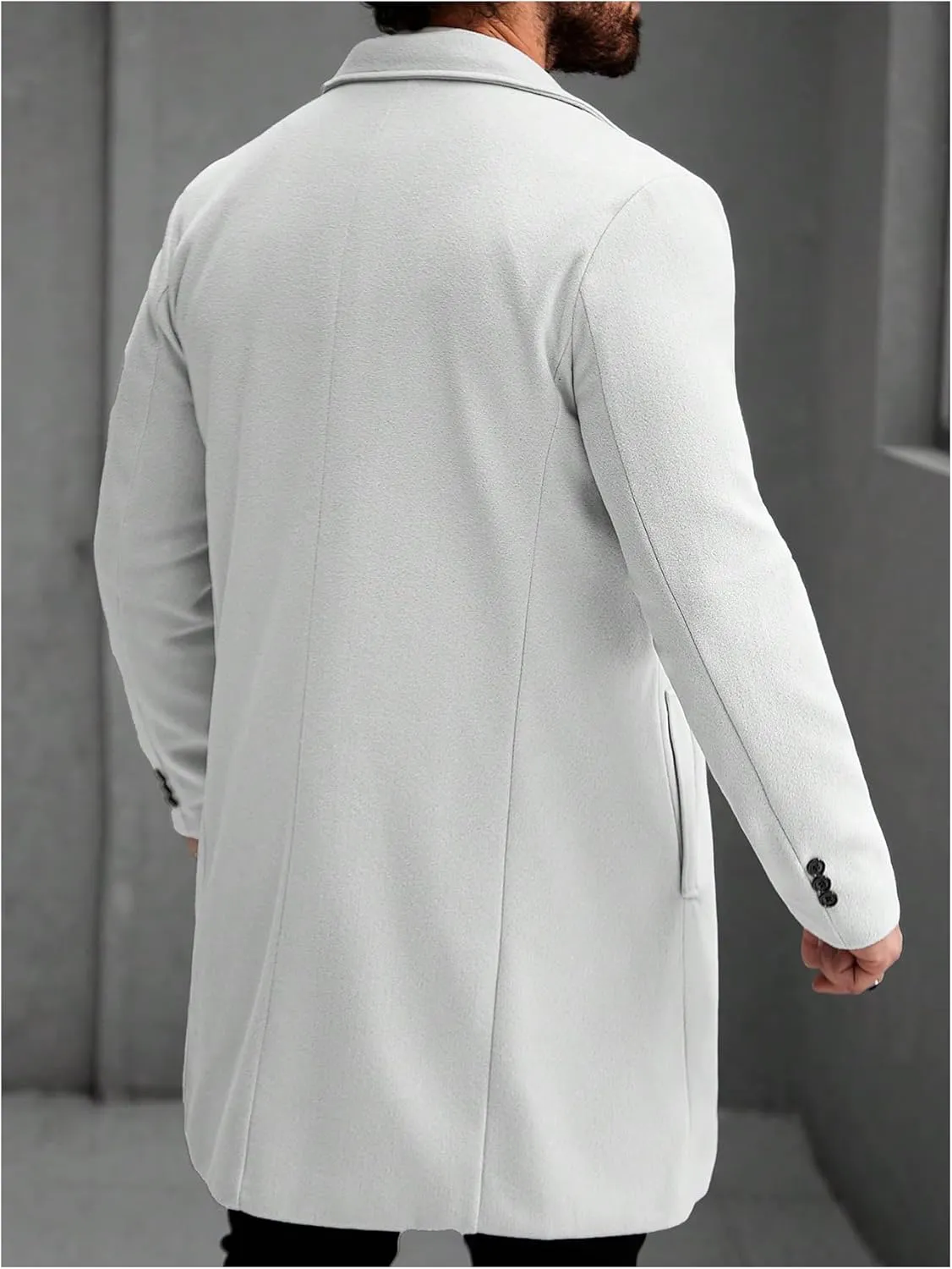 SOLY HUX Men's Lapel Long Sleeve Single Breasted Overcoat Work Casual Coat with Pockets