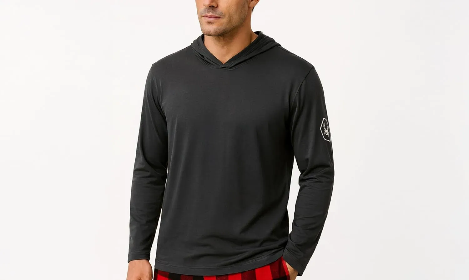 Spyder Mens Crew Neck Long Sleeve Hooded Undershirts/Ultra Soft Stretch Sports T-Shirt Dryfit Athletic Running Workout Shirt