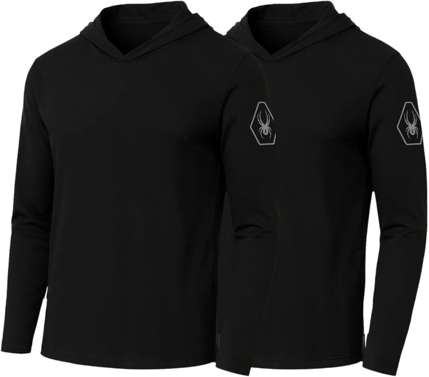 Spyder Mens Crew Neck Long Sleeve Hooded Undershirts/Ultra Soft Stretch Sports T-Shirt Dryfit Athletic Running Workout Shirt