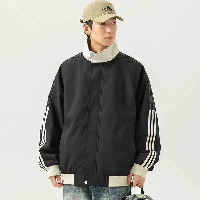 Striped Windproof Outdoor Jacket