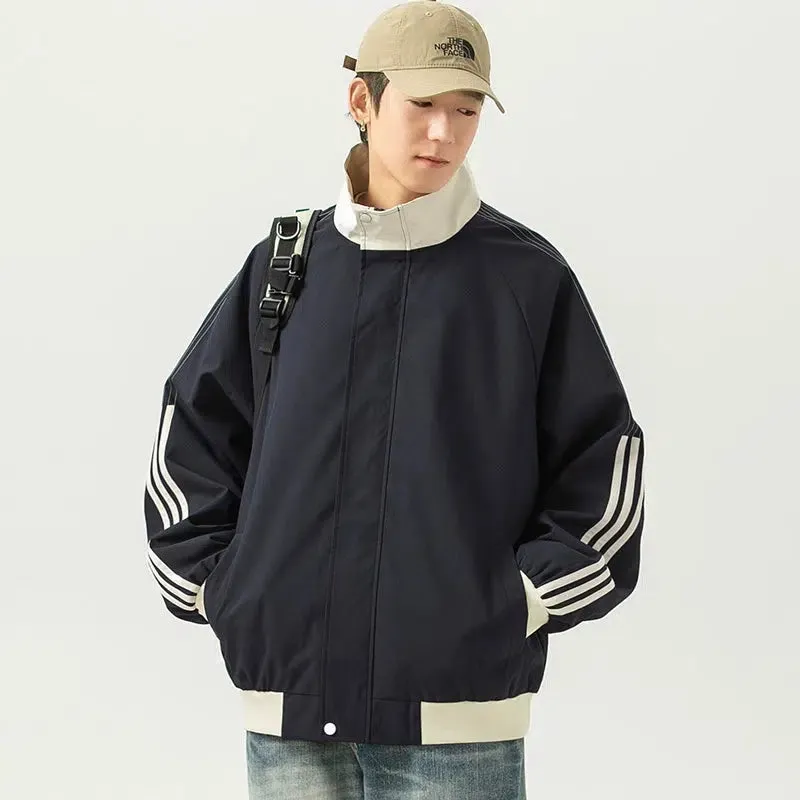 Striped Windproof Outdoor Jacket
