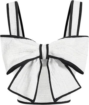 SweatyRocks Women's Bow Knot Tank Top Sleeveless Wide Strap Slim Fitted Cropped Camisole