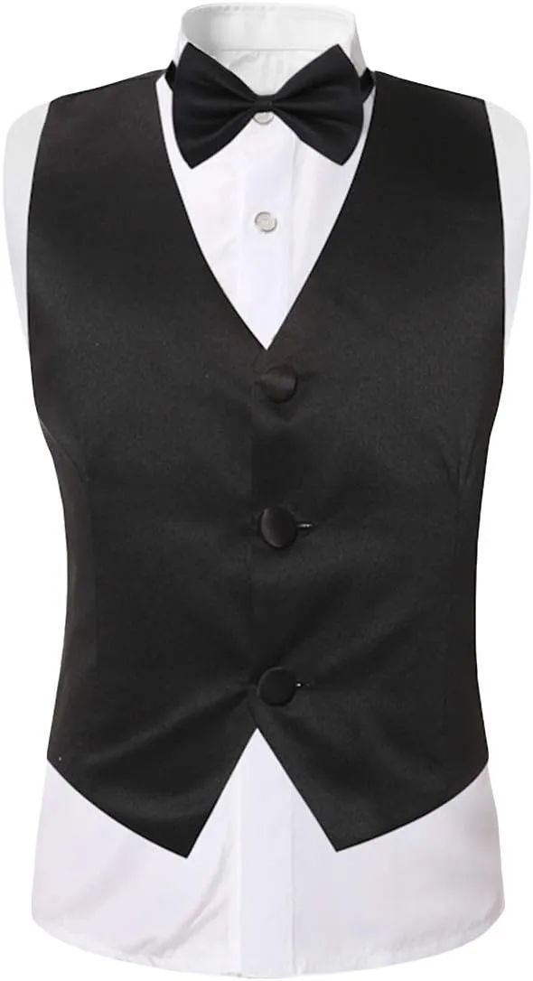 SWOTGdoby Boys Slim Fit Suits 4 Pieces Blazer Vest Pants Bowtie Jacket with Gold Rims for Wedding Party Prom