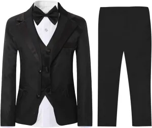 SWOTGdoby Boys Slim Fit Suits 4 Pieces Blazer Vest Pants Bowtie Jacket with Gold Rims for Wedding Party Prom