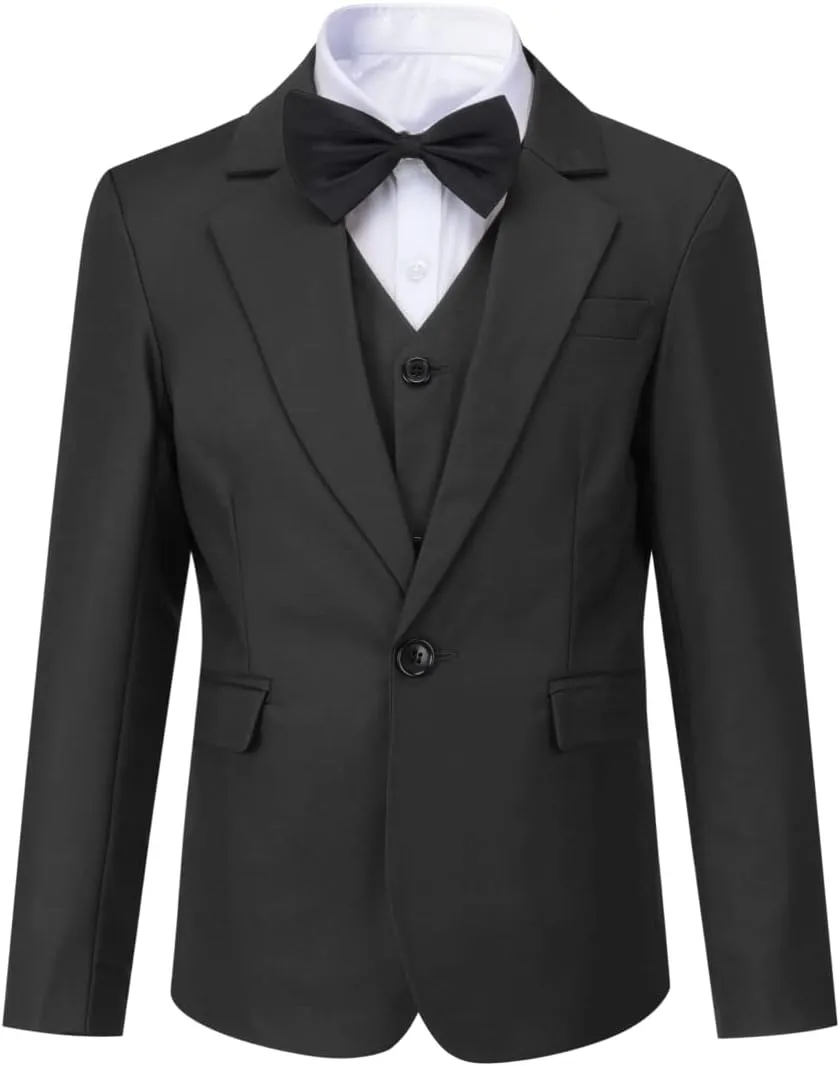 SWOTGdoby Boys Suits 3 Pieces Formal Suit Set Plaid Blazer Vest Pants Slim Fit Suit Jacket for Wedding Party
