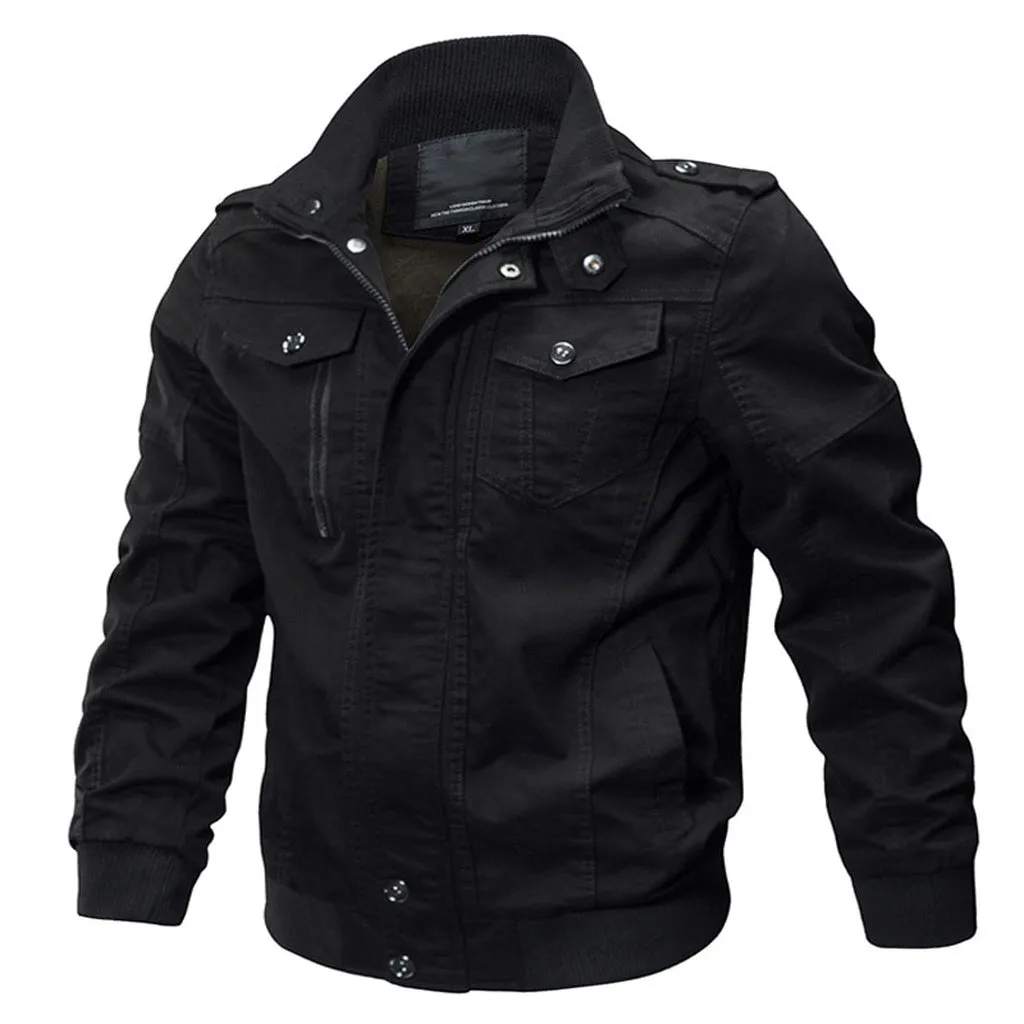 TACVASEN Military Jacket Men Winter Bomber Jacket Coat Army Safari Cotton Pilot Jacket Autumn Fashion Casual Cargo Slim Fit Coat
