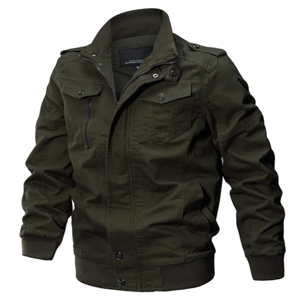 TACVASEN Military Jacket Men Winter Bomber Jacket Coat Army Safari Cotton Pilot Jacket Autumn Fashion Casual Cargo Slim Fit Coat