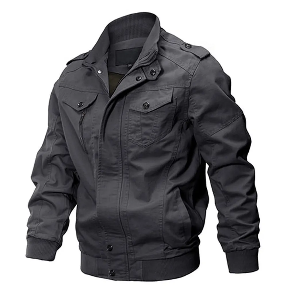 TACVASEN Military Jacket Men Winter Bomber Jacket Coat Army Safari Cotton Pilot Jacket Autumn Fashion Casual Cargo Slim Fit Coat