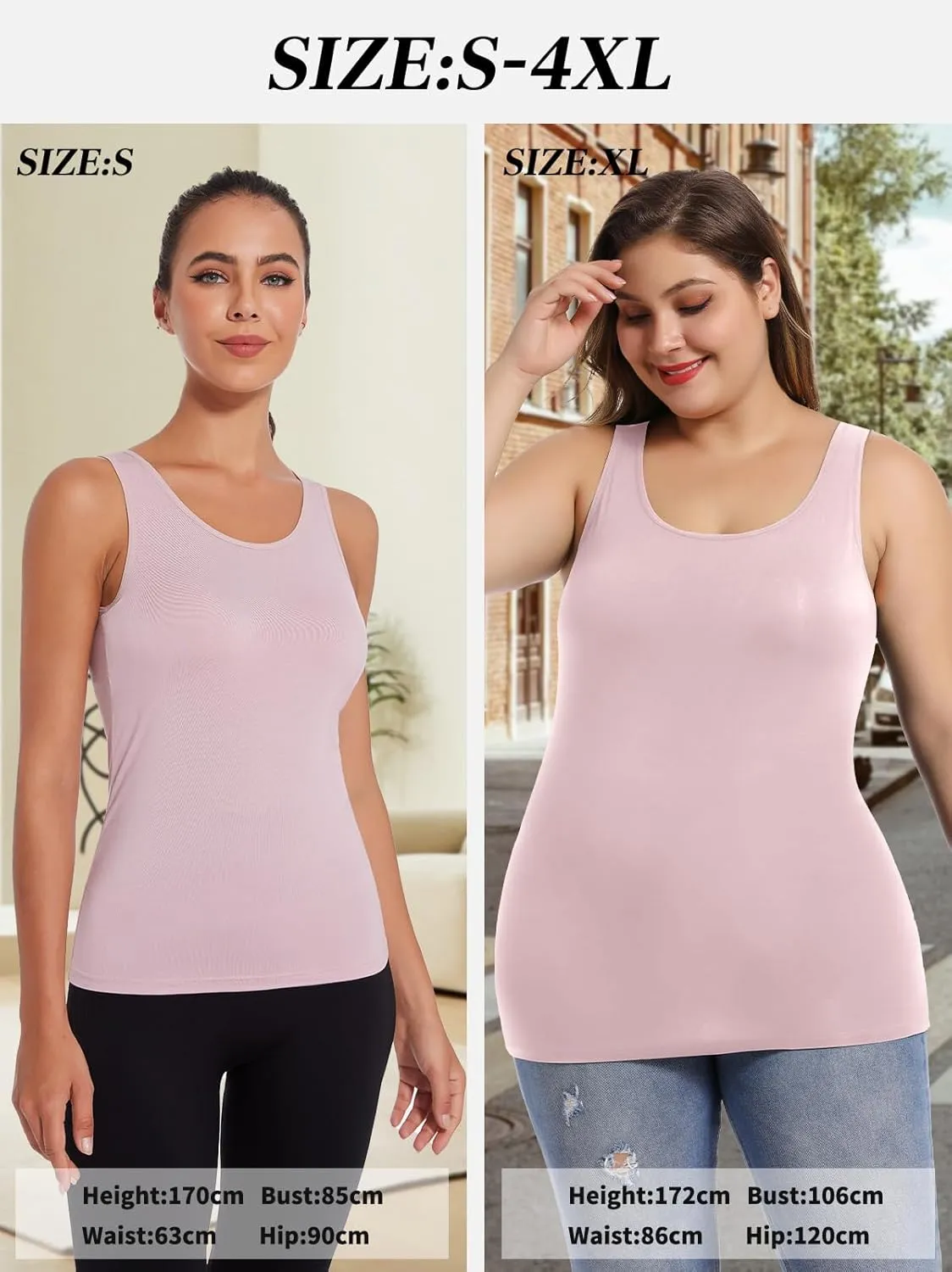 Tank Top with Built in Bra Cup for Women Casual Wide Strap Sleevless Layer Camisole Yoga Top Pack S-3XL