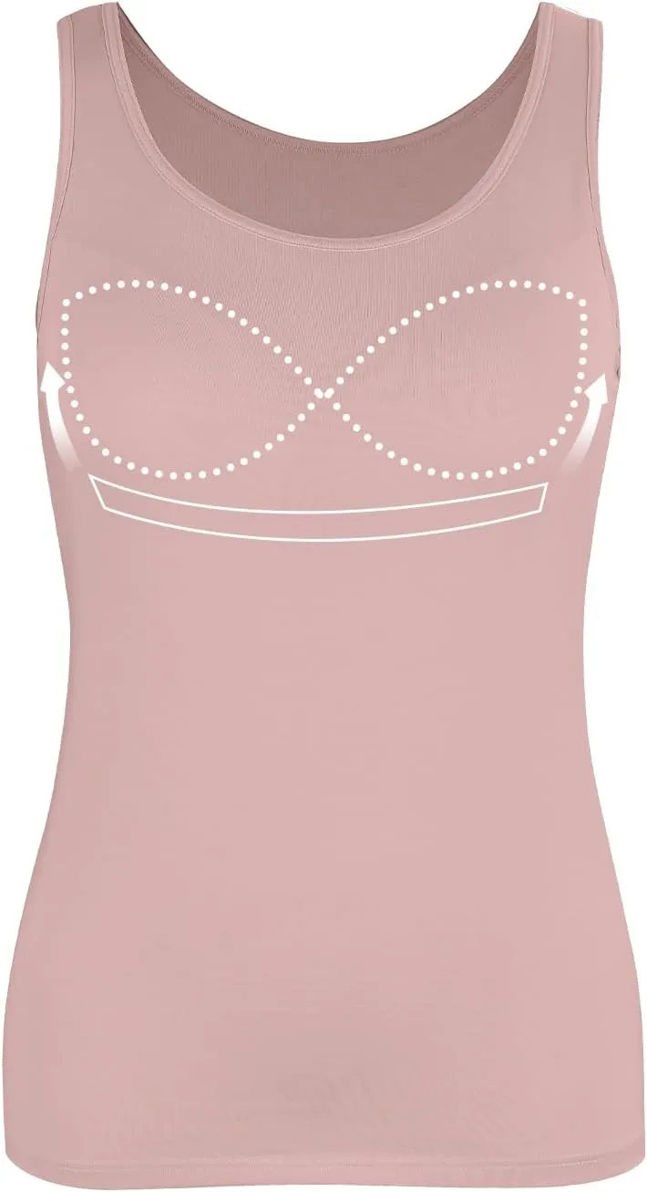 Tank Top with Built in Bra Cup for Women Casual Wide Strap Sleevless Layer Camisole Yoga Top Pack S-3XL